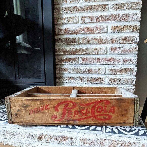 Vintage Drink PepsiCo Soda Bottle Crate Wooden Home Decor Organization - Picture 2 of 8